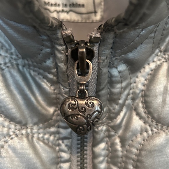 Activology Quilted Women's Puffer Vest SM Silver Metallic Cinched Waist Full Zip - Picture 6 of 13